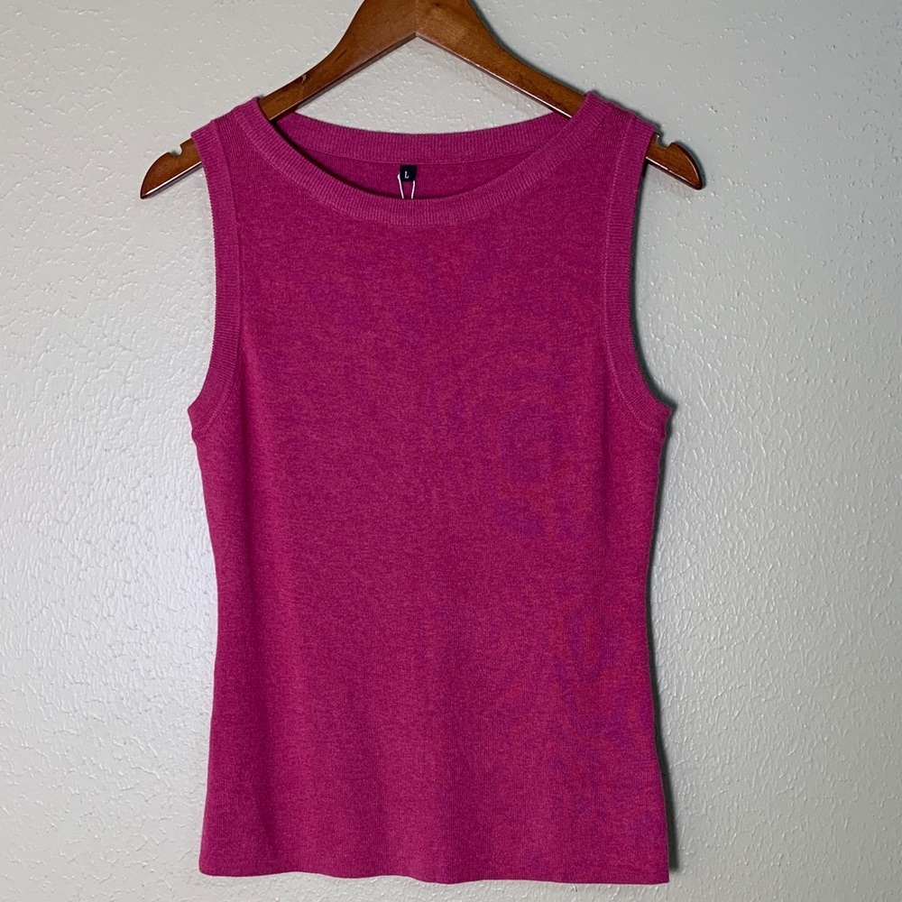 Arach & Cloz Basic Tank Top Wool Blend Square Neck Slim Fitted Women's Large